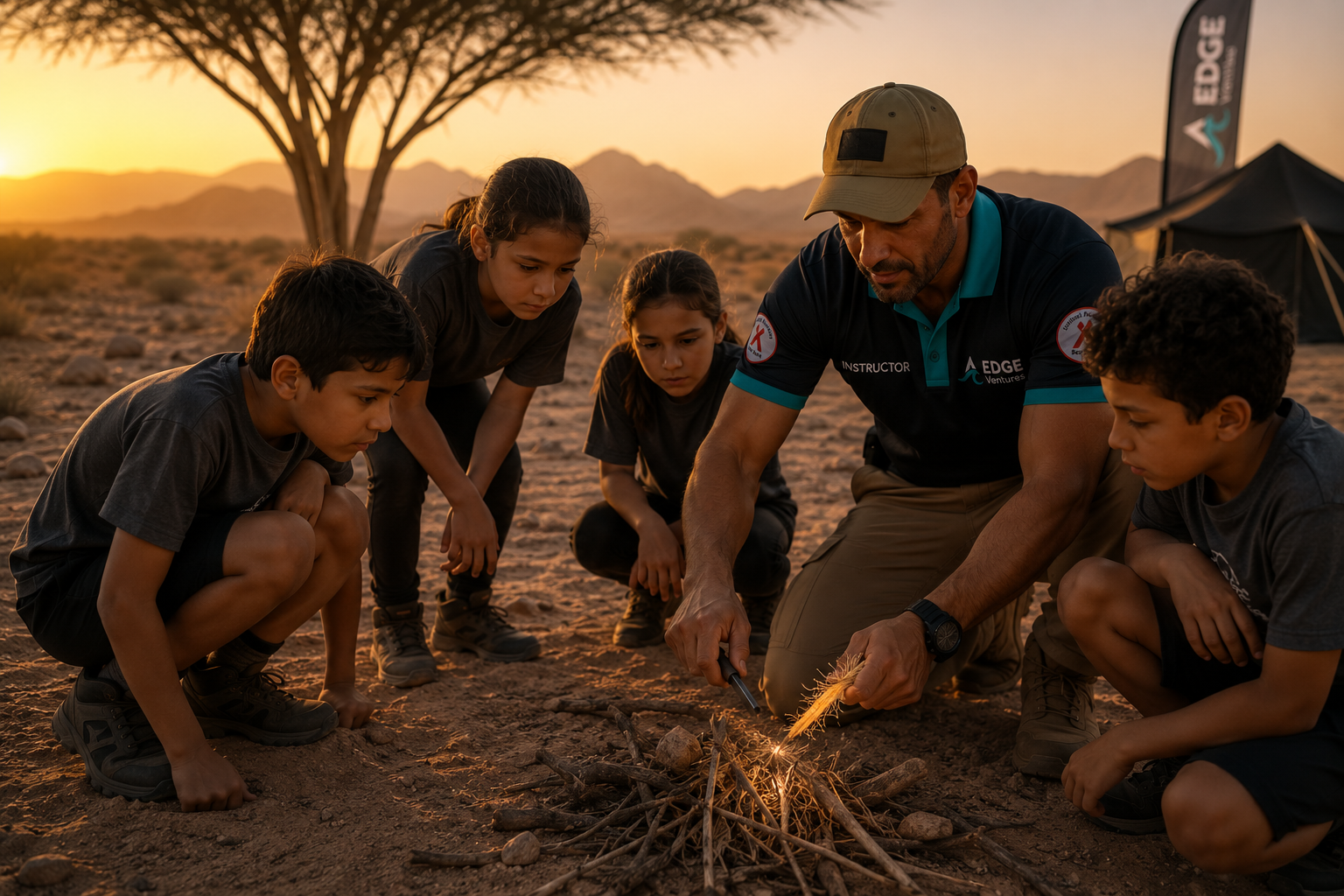 EDGE Ventures instructor teaching fire-making